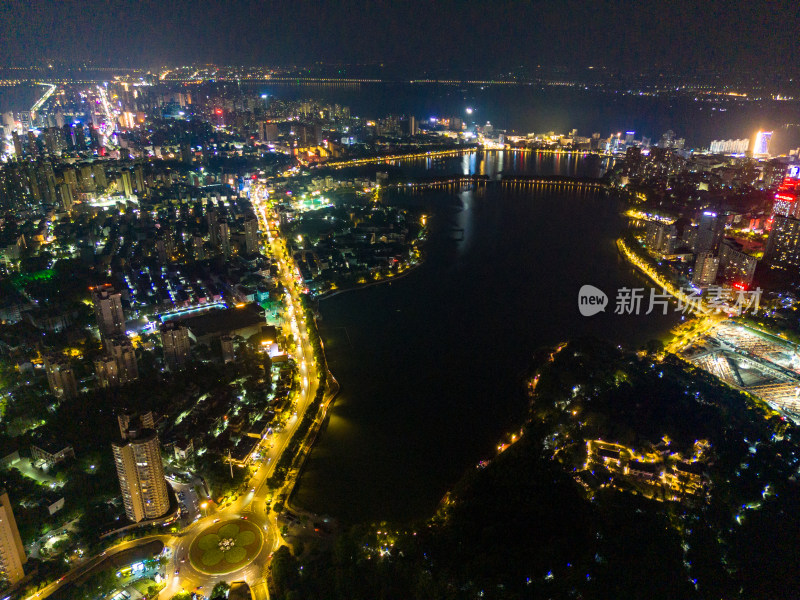 九江城市夜景灯光航拍图