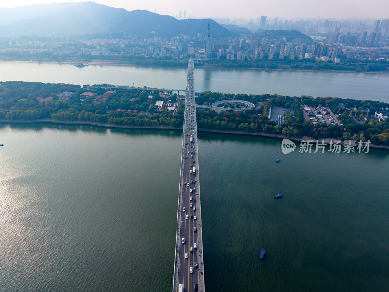 长沙湘江橘子洲航拍图