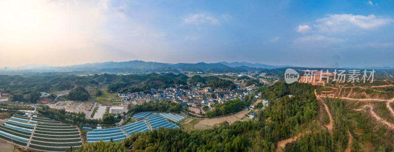 美丽乡村田园航拍全景图