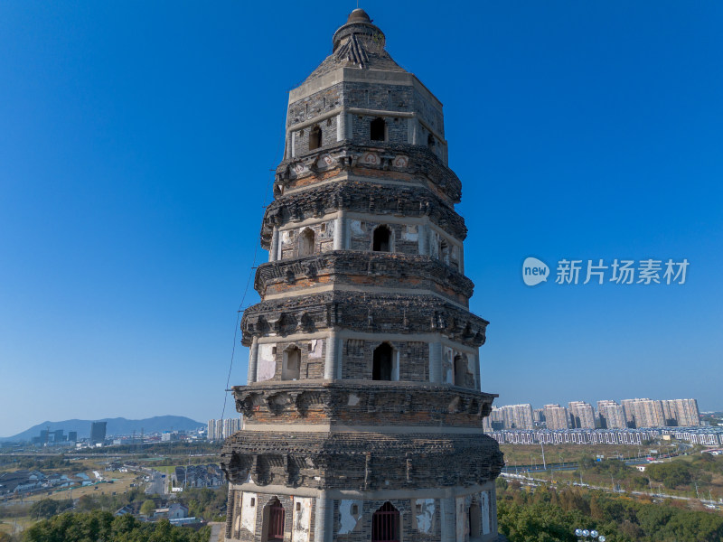 苏州虎丘塔航拍全景