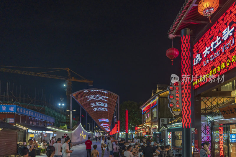 杭州胜利河美食街夜景