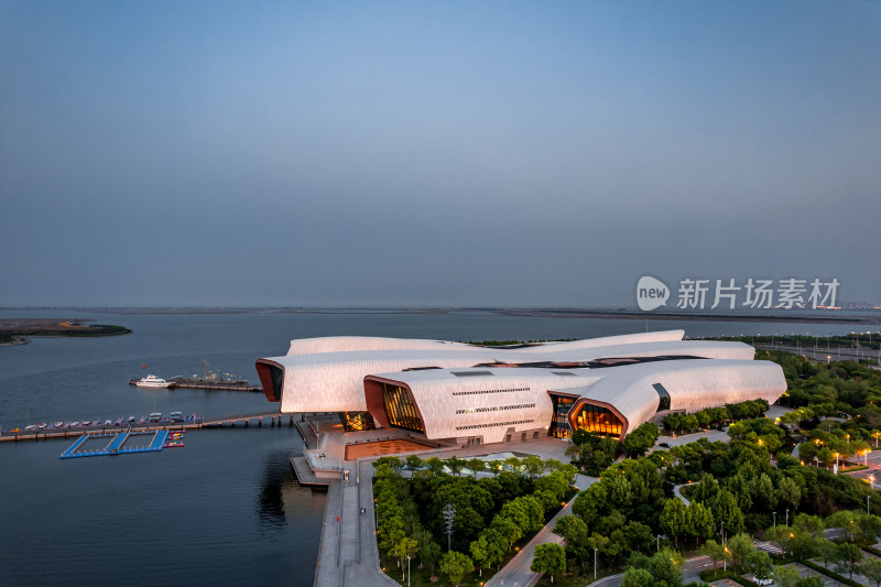 天津生态城南湾国家海洋博物馆城市风光航拍