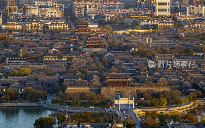 山东省聊城市东昌府区聊城古城航拍