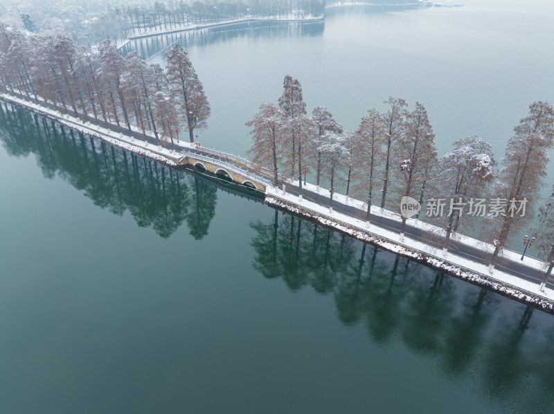 武汉东湖风景区雪景风光