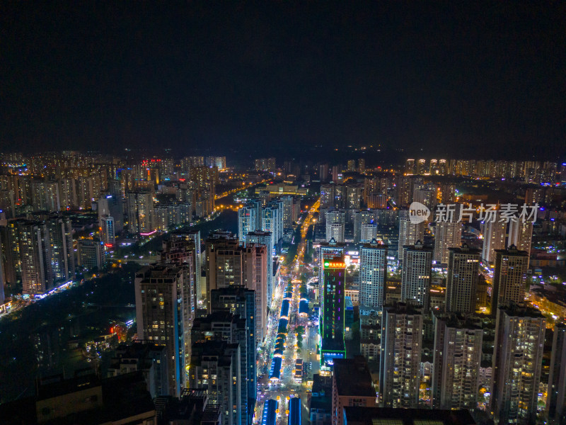 来宾夜景灯光航拍图