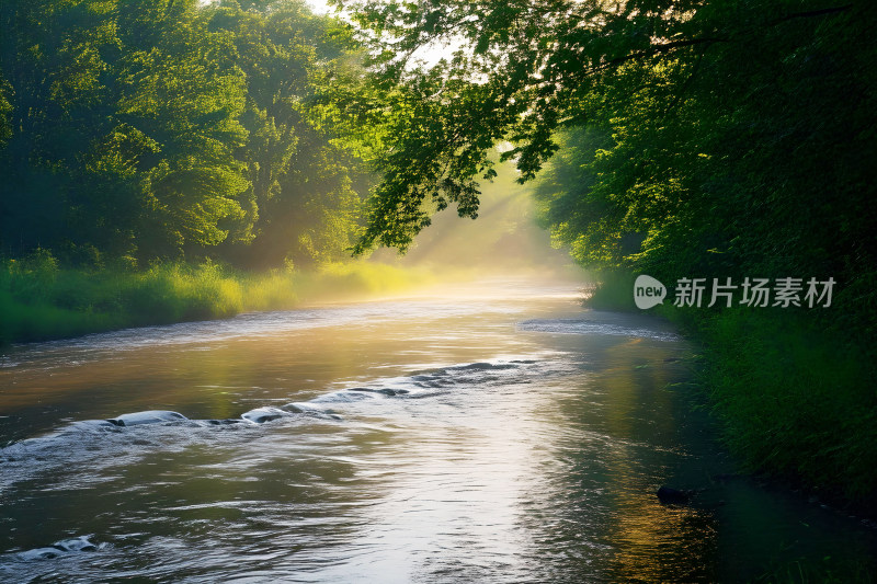 风景生态背景河流树木