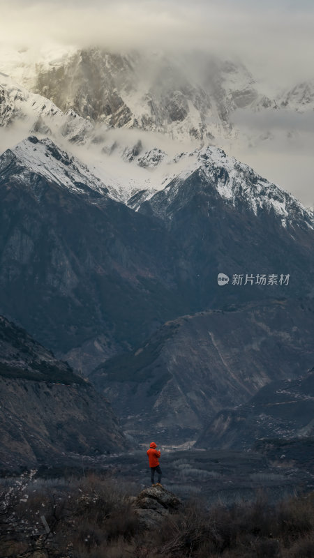 西藏林芝索松村南迦巴瓦峰雪山航拍