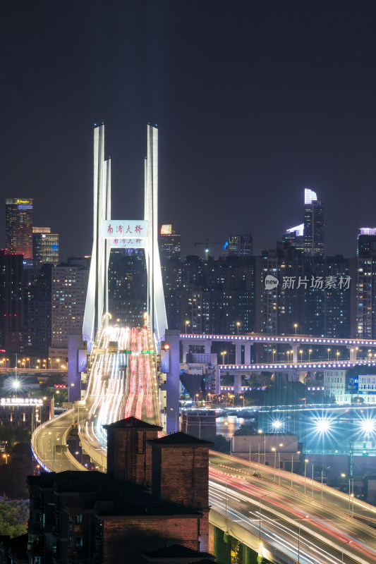 上海南浦大桥夜景城市建筑风光