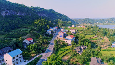 新农村乡村公路梯田航拍