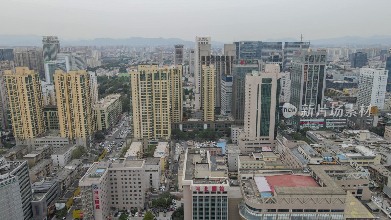 航拍河北石家庄城市建设