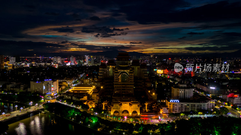 玉林夜景灯光航拍图