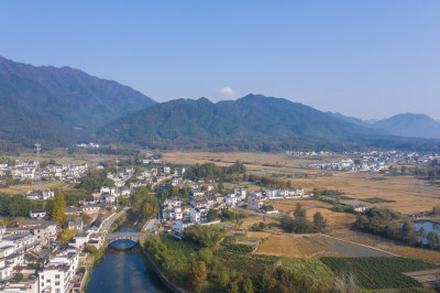 航拍黄山乡村风光