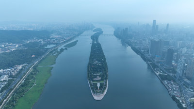 长沙市橘子洲头合集风光航拍橘子洲长沙地标