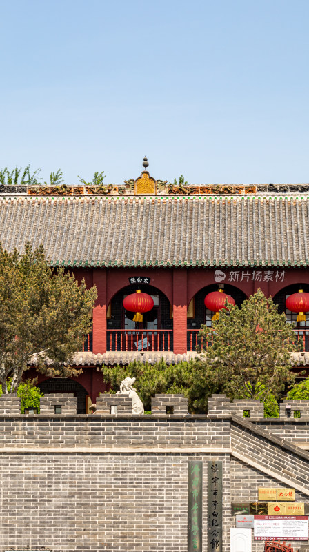 山东济宁太白楼景点景观航拍视角