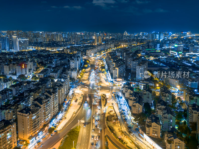 航拍福州闽江两岸夜景