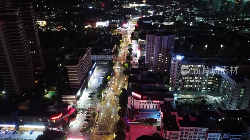 航拍广东省东莞市清溪镇夜景城市风光