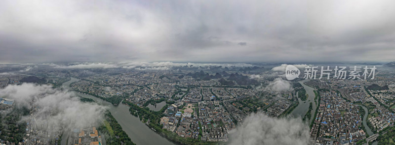 广西桂林城市风光全景图航拍