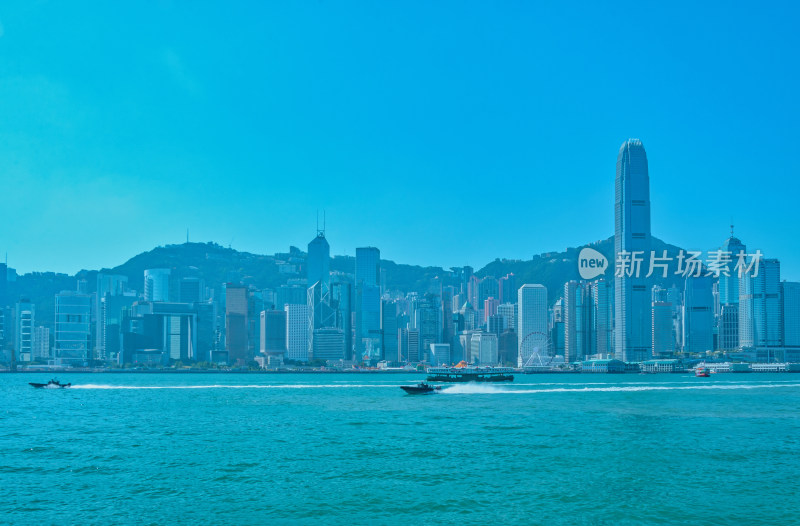 香港维多利亚港与中环CBD摩天大楼建筑