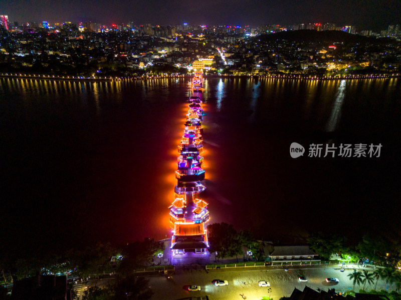 广东潮州城市夜景航拍图