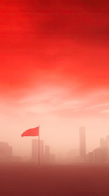喜庆节日红色渐变和旗帜背景
