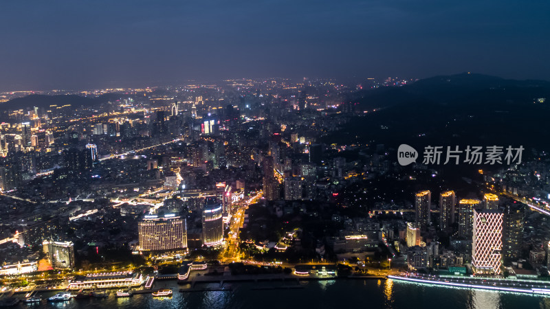 福建厦门城市夜景航拍