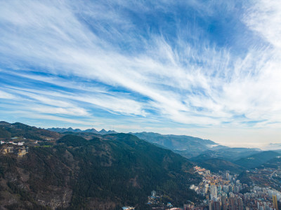 航拍云南红河州个旧市城市风光