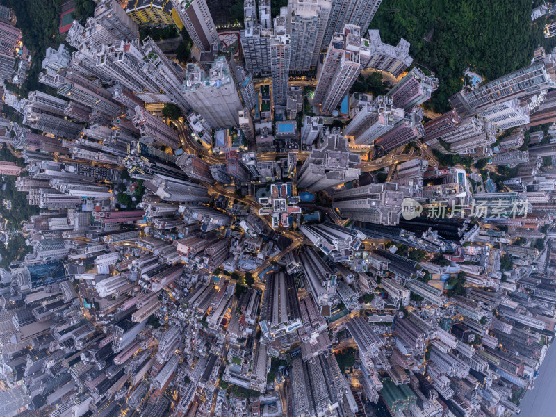 香港维多利亚港CBD中环夜景日出高空航拍