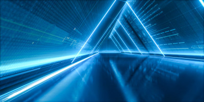 科技感蓝色光线隧道背景