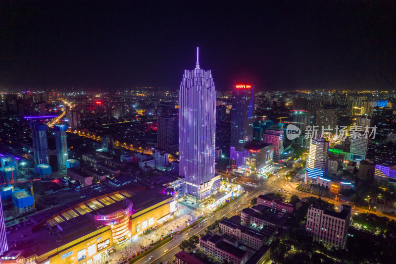 河北保定城市夜景灯光航拍摄影图