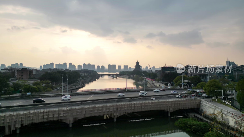 航拍四川遂宁联盟河风光