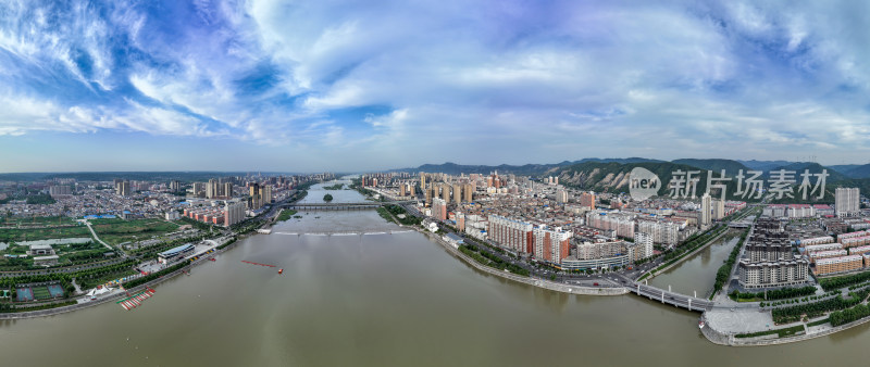 河南宜阳城市风景航拍全景图