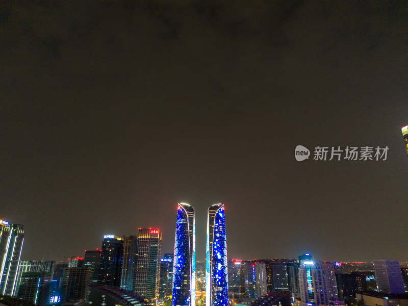 成都天府新城夜景航拍图