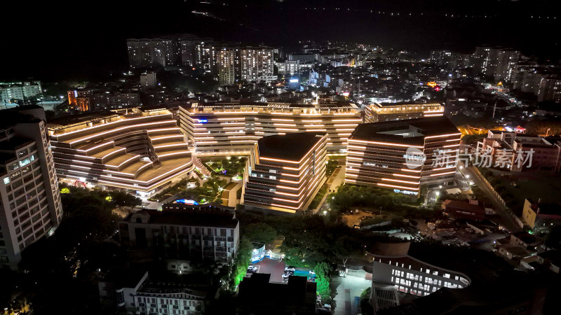 福建厦门大学艺术学院夜景航拍