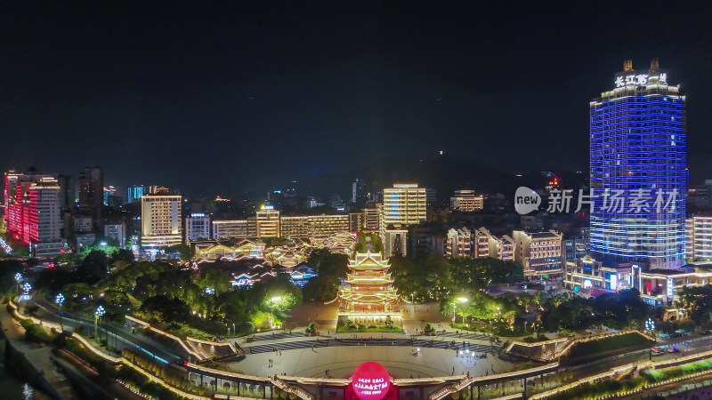 四川宜宾合江门广场夜景