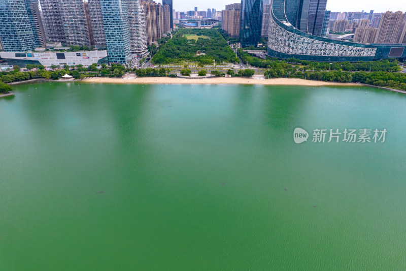安徽合肥天鹅湖周边建筑航拍图