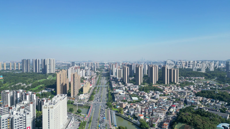 航拍江门大景江门城市建设