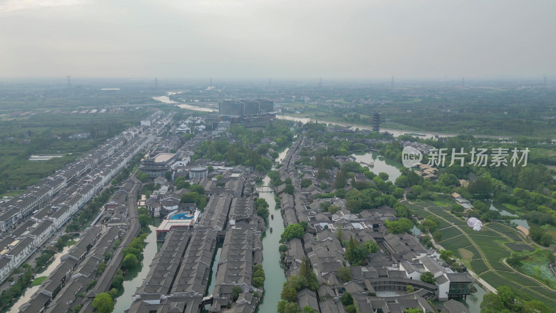 航拍浙江嘉兴乌镇西栅景区