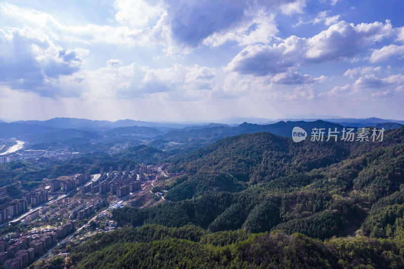 大自然蓝天白云山川城市航拍