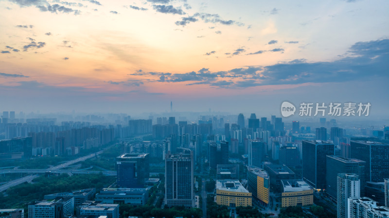 成都金融城清晨城市风光航拍