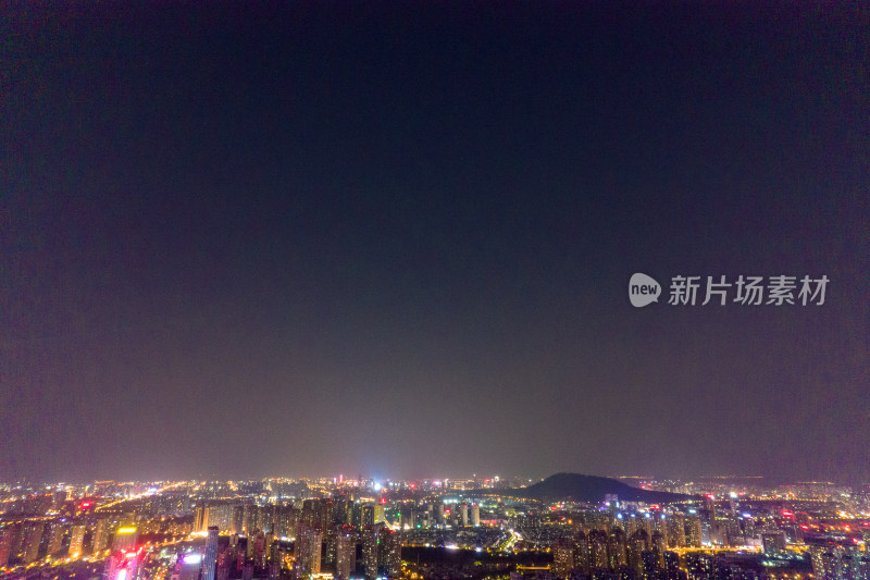 航拍安徽蚌埠城市夜景灯光