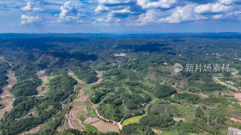 丘陵山川稻田梯田风光航拍