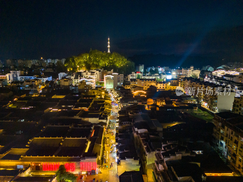 福建泰宁古城城市夜景灯光航拍图