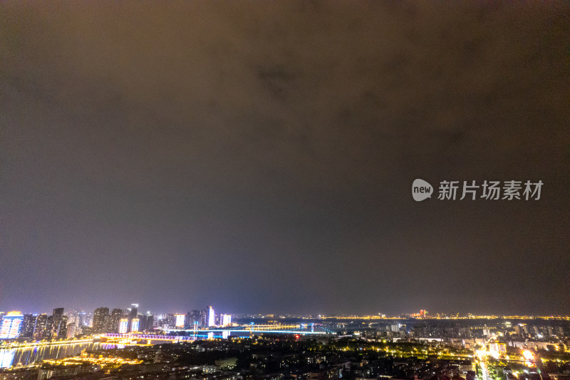 湖北襄阳城市夜景古城现代建筑航拍