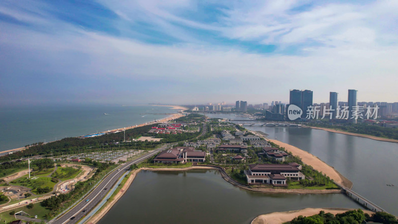 大海海浪沙滩风景山东日照万平口海滨风景区