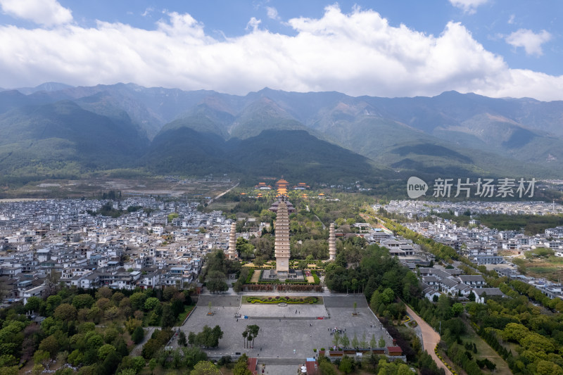 航拍云南大理崇圣寺三塔文化旅游区