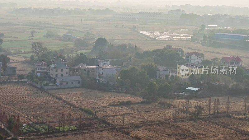 城郊乡村与建筑俯瞰景象