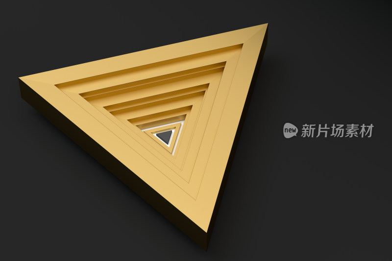 三角形金属几何框架 3D渲染