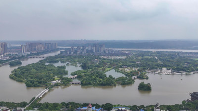 航拍四川眉山东坡城市湿地公园摄影图