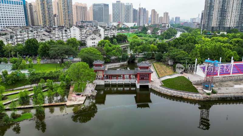 旅游景区湖北荆州古城4A景区航拍