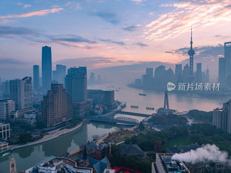 上海城市夜景陆家嘴浦西全景